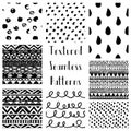 Abstract Hand Drawn Grunge Textured Seamless Patterns Royalty Free Stock Photo