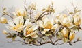 Abstract hand drawn high definition oil painting magnolia flower art background.