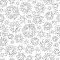 Abstract hand drawn outline seamless pattern with snowflakes Royalty Free Stock Photo
