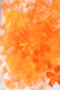 Abstract hand drawn paint background: red floral patterns on orange backdrop. Great for art texture, grunge design, and