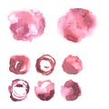 Abstract hand drawn pink watercolor spots on a white background