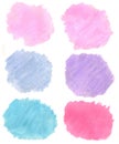 Abstract hand-drawn real watercolor light blue, dark blue, pink, Royalty Free Stock Photo
