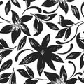 Abstract hand drawn seamless pattern of floral ornament flowers, leaves, branches, curls, flowing lines. Decorative vector Royalty Free Stock Photo