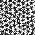 Abstract hand drawn seamless pattern with flower shape elements. Black and white texture. Royalty Free Stock Photo