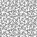 Abstract hand drawn seamless pattern with twig shape elements. Black and white texture Royalty Free Stock Photo