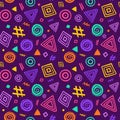 Abstract hand drawn shapes colorful vibrant seamless pattern