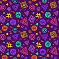 Abstract hand drawn shapes colorful vibrant seamless pattern