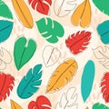 Abstract Hand Drawn Tropical Leaf Background