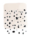 Abstract Hand Drawn Vector Illustration with Beige Square and Black Ink Splashes.