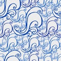 Abstract hand drawn water wave seamless pattern illustration background Royalty Free Stock Photo