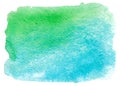 Abstract hand drawn watercolor background. Blue and green watercolored background.