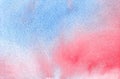 Abstract hand drawn watercolor background. Blue and red watercolored background.