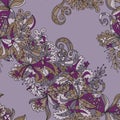 Abstract hand-drawn wave floral pattern