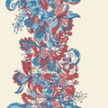 Abstract hand-drawn wave floral pattern