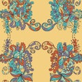 Abstract hand-drawn wave floral pattern