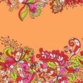 Abstract hand-drawn wave floral pattern