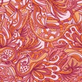 Abstract hand-drawn wave floral pattern