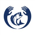 Abstract hand and fish save fish icon logo Royalty Free Stock Photo