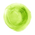 Abstract hand painted acrylic circle texture in green color.