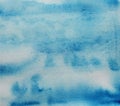 Abstract hand painted blue watercolor splash on white paper background. Blue brush strokes background design isolated - Royalty Free Stock Photo