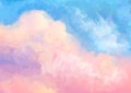 Abstract hand painted cotton candy clouds background Royalty Free Stock Photo