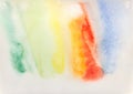 Abstract hand painted rainbow watercolor colorful wet background on paper