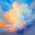 abstract hand painted sunset clouds background