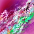 Abstract hand- painted surface Smudges blots spots stains splashes strokes splats Vivid neon pink and green colors