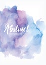 Abstract hand painted watercolor background. Artistic paint blot, blotch, stain or smear of blue and purple pastel