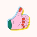 Abstract hand showing thumb up in minimalistic pop art style Royalty Free Stock Photo