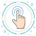 Abstract hand touching screen icon representing digital interaction and user interface Royalty Free Stock Photo