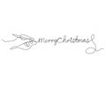 abstract hand writes a merry Christmas greeting, Christmas preparations. Continuous one line art