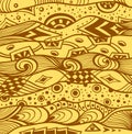 Abstract handmade Ethno Zentangle background in beige brown