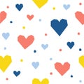 Abstract handmade heart seamless pattern background. Childish handmade craft for design card, cafe menu, wallpaper, gift album, Royalty Free Stock Photo