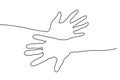 Abstract hands togehter Continuous one line draw Royalty Free Stock Photo