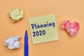Abstract handwritten planning 2020 as a concept a list of actions to be completed