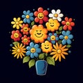 Abstract happy cartoon cute smiling decorative flower