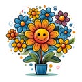 Abstract happy cartoon cute smiling decorative flower