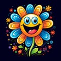 Abstract happy cartoon cute smiling decorative flower