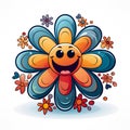 Abstract happy cartoon cute smiling decorative flower