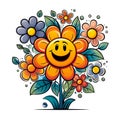 Abstract happy cartoon cute smiling decorative flower