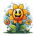 Abstract happy cartoon cute smiling decorative flower