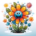 Abstract happy cartoon cute smiling decorative flower