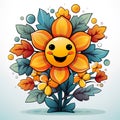 Abstract happy cartoon cute smiling decorative flower