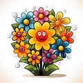 Abstract happy cartoon cute smiling decorative flower