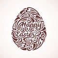 Abstract Happy Easter Lettering in Form of Egg