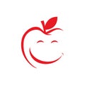 abstract happy healthy fruit smile apple logo design vector illustrations Royalty Free Stock Photo