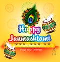 Abstract happy janamashtami flute background