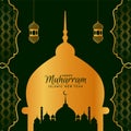Abstract Happy muharram Islamic decorative background
