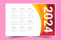 abstract happy new year monthly 2024 calendar template design